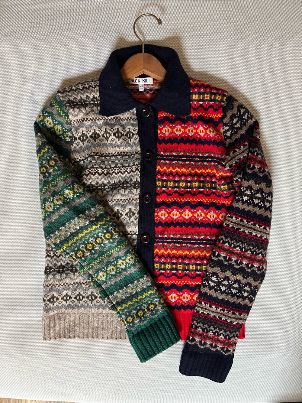 Alex Mill Multicolor Fair Isle 100% Extrafine Merino Wool Cardigan